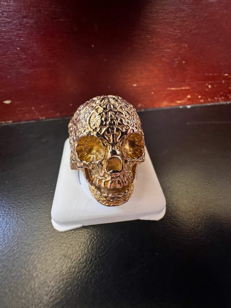 Head-Skull Gold Ring Style #6 | For Men. Any Size